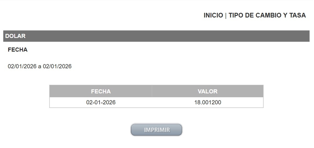 Precio del dólar en el DOF