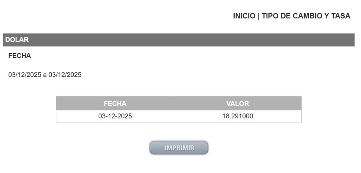 Precio del dólar en el DOF