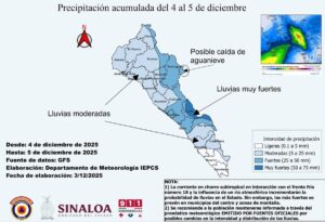 Pronóstico de Protección Civil en Sinaloa