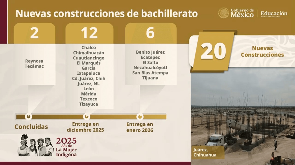 Información de la SEP sobre construcción de bachilleratos