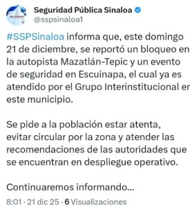 Comunicado SSPSinaloa