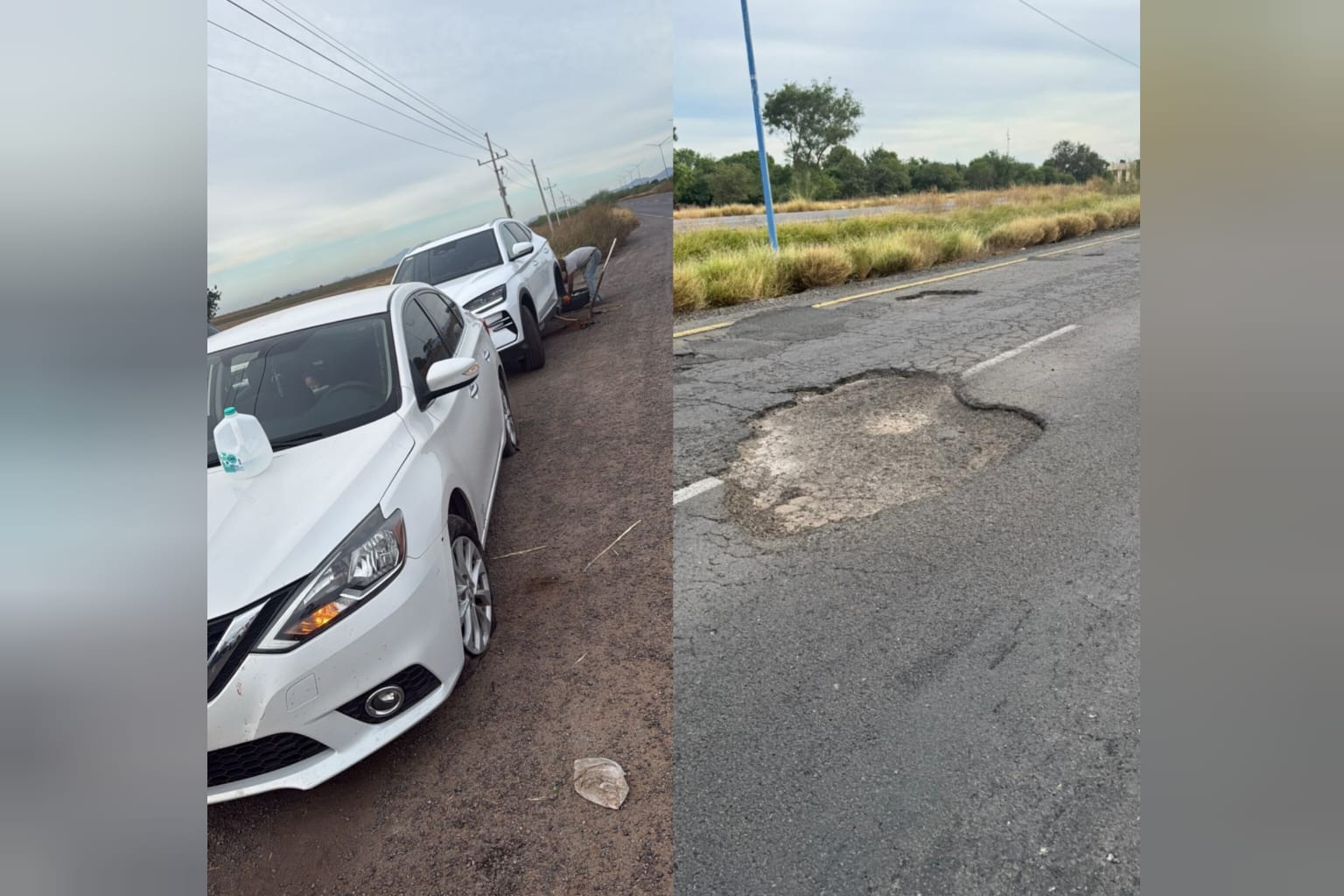 Bache sobre la México 15 a la altura de El Carrizo