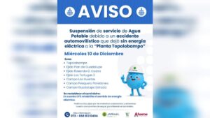 suspension de agua potable en topolobampo