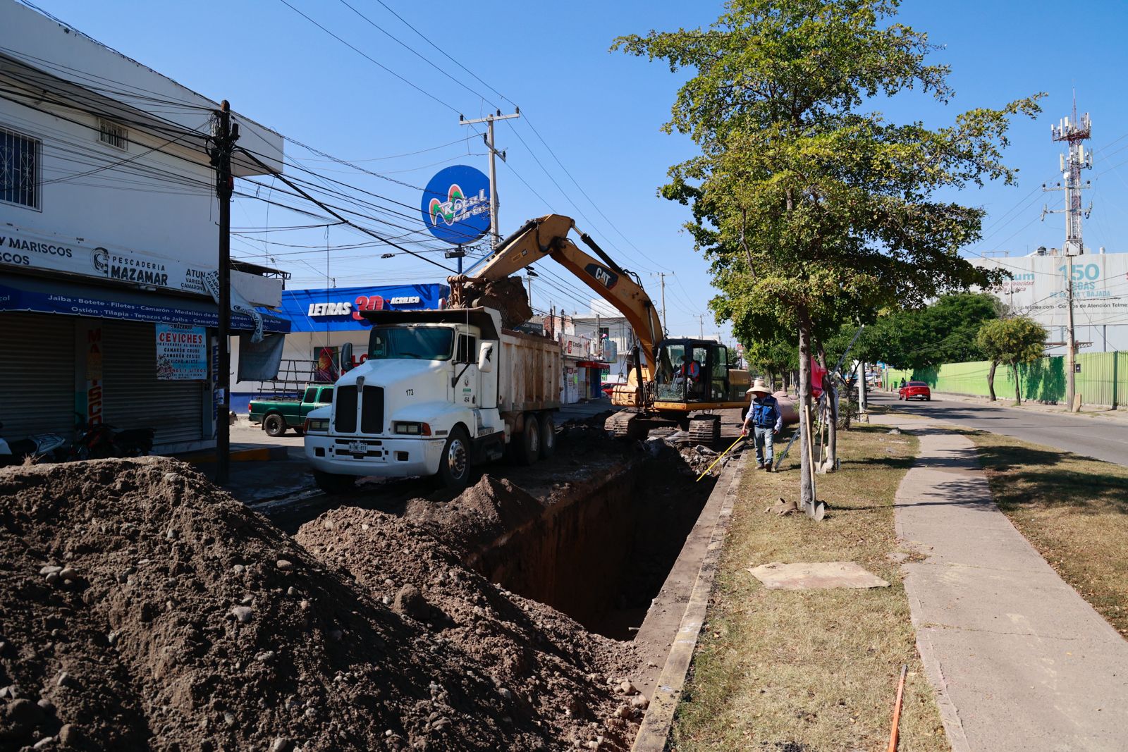 Trabajos en el Colector Jabalíes en Mazatlán, Sinaloa