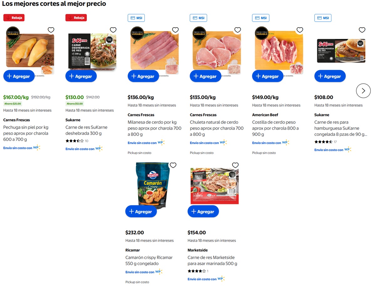 Ofertas de Walmart en carnes