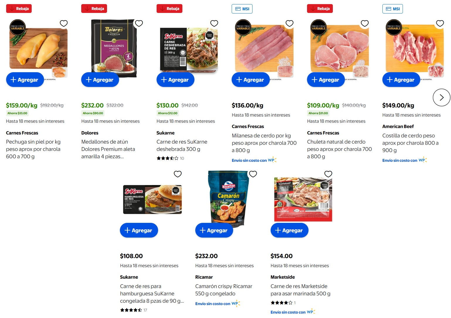Ofertas de Walmart en carnes