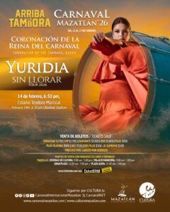Yuridia estará en el Carnaval Mazatlán 2026