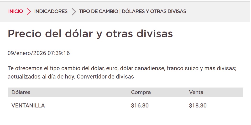 Dolar Banorte 09 de enero 26