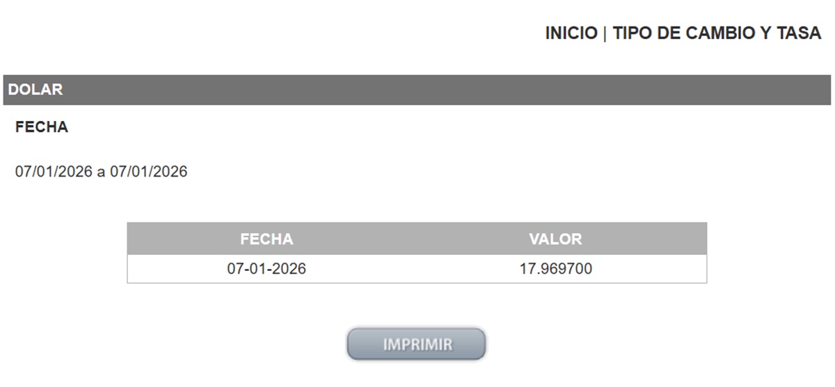 Dolar DOF 07 de enero 2026