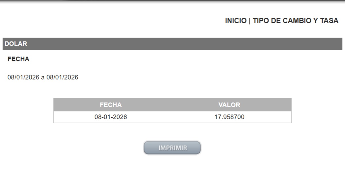 Dolar DOF 08 Enero 2026