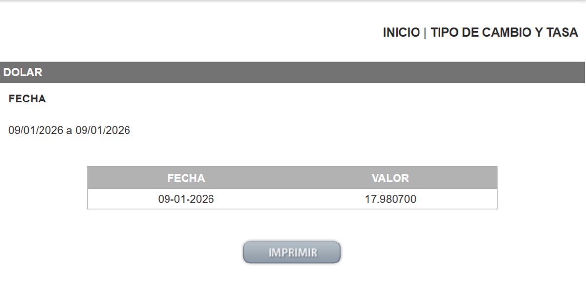 Dolar DOF 09 de enero 26