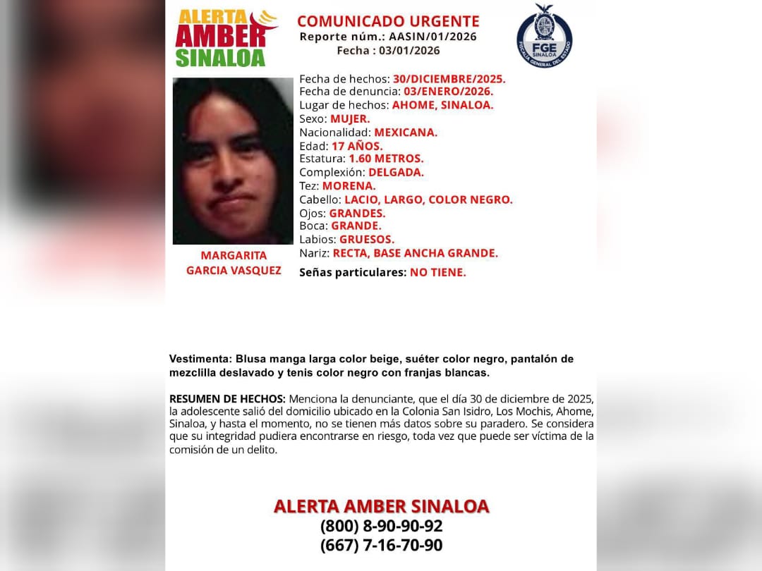 Joven desaparecida en Los Mochis
