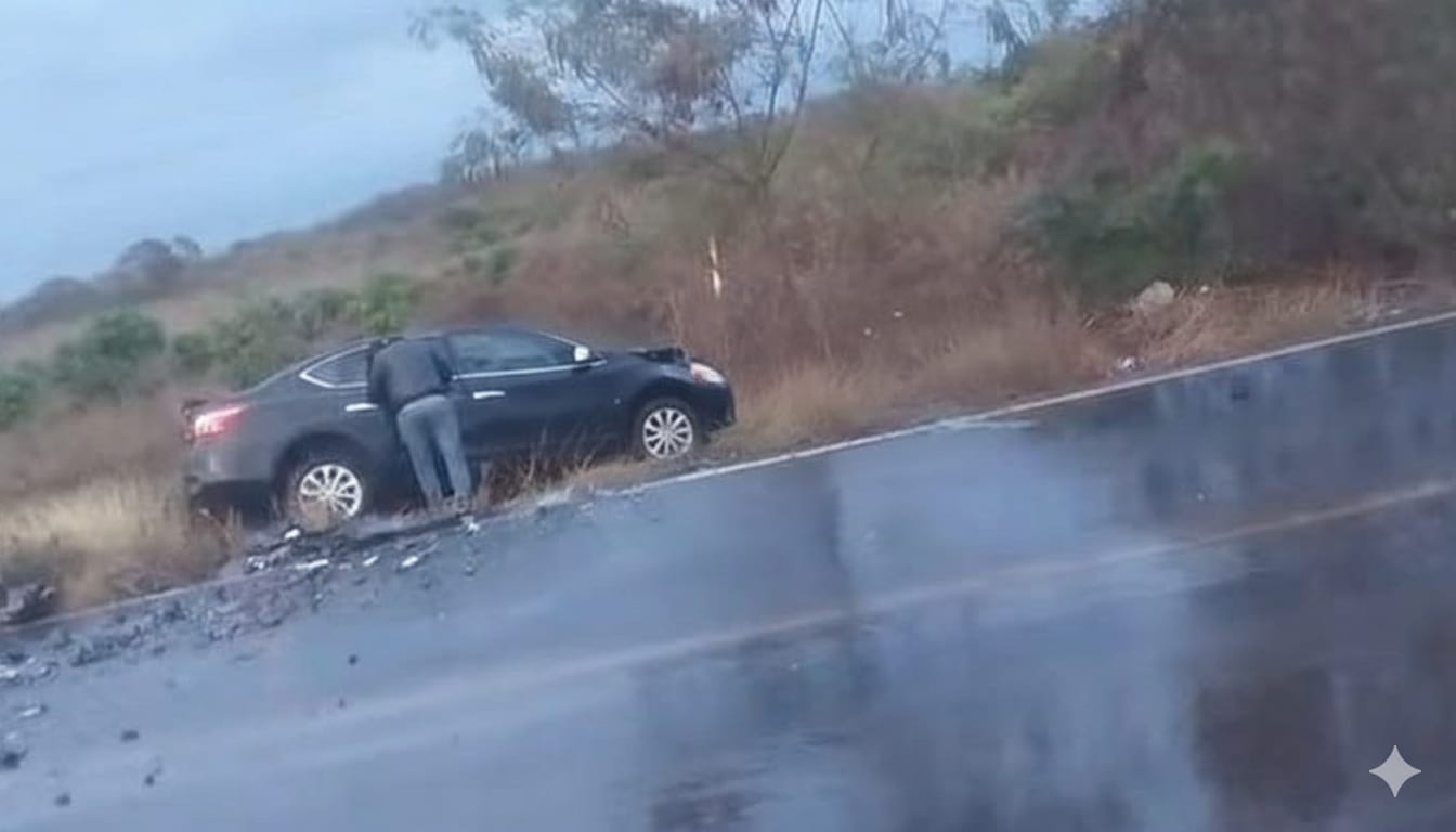 accidente en el kilómetro 231 de la carretera libre que conecta al municipio de Rosario con Mazatlán