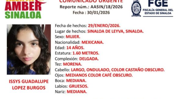 Activan Alerta Amber por la desaparición de adolescente en Sinaloa de Leyva, Sinaloa