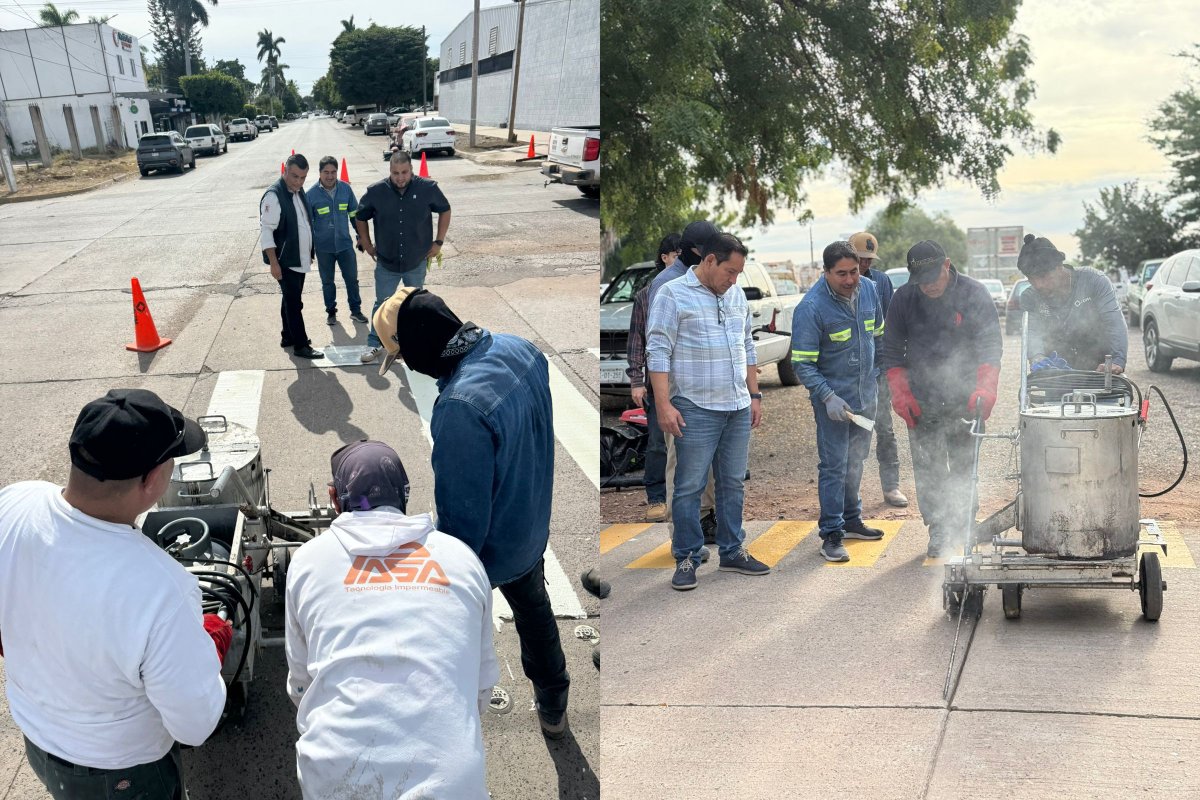 Modernización de la señalética vial con pintura termoplástica en Los Mochis