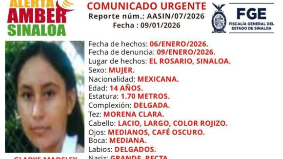 ¡Tiene 14 años y está desaparecida! Activan Alerta Ámber, Gladys fue vista por última vez en Rosario, Sinaloa