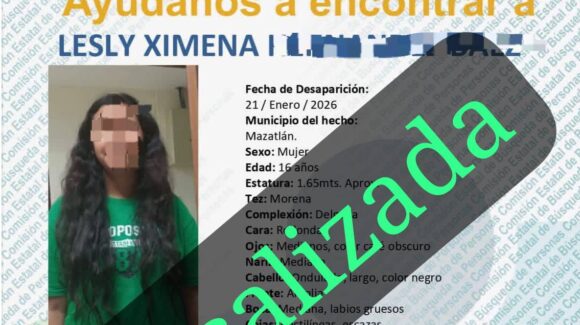 Localizan en Mazatlán, Sinaloa, a menor de 16 años; tenía más de 24 horas desaparecida