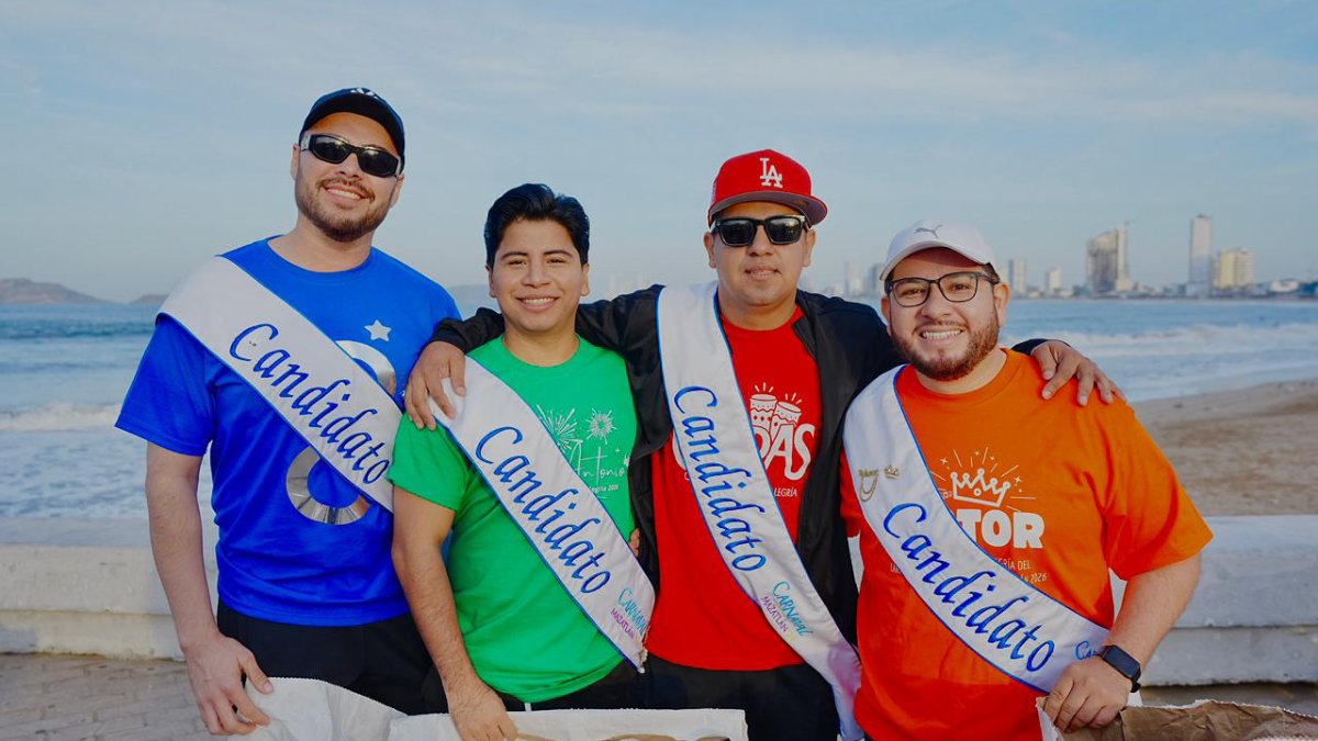 candidatas y candidatos del carnaval limpian la playa de mazatlan sin