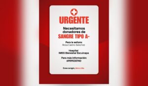 Comunicado para donar sangre a Rosa Castro Sánchez