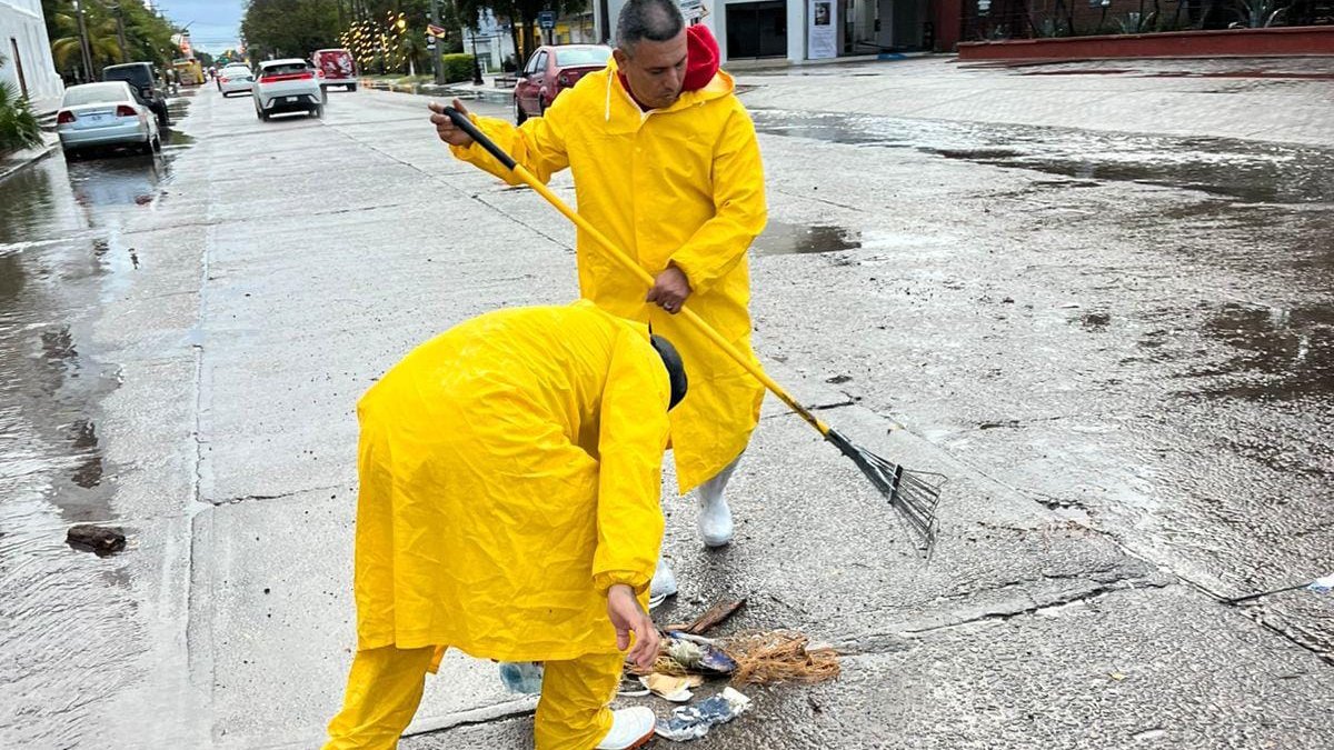descienden niveles de agua en avenidas encharcadas de los mochis limpian