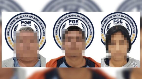 Ausencio, Francisco y Alicia, fueron detenidos por intento de feminicidio en Las Coloradas, Culiacán