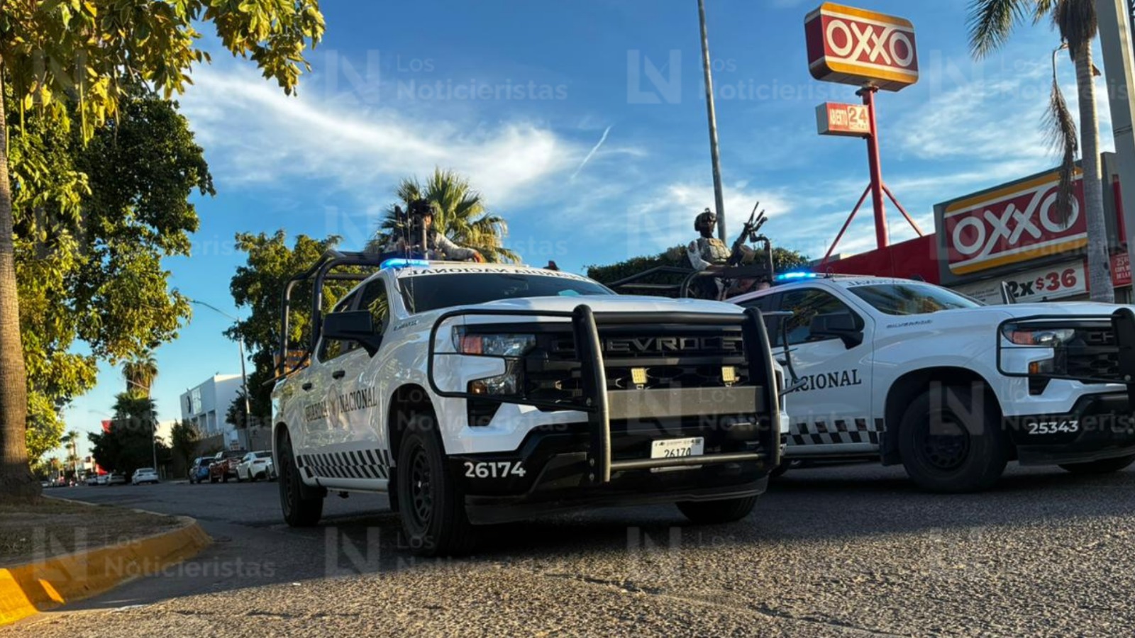Vehículos de la Guardia Nacional en Los Mochis