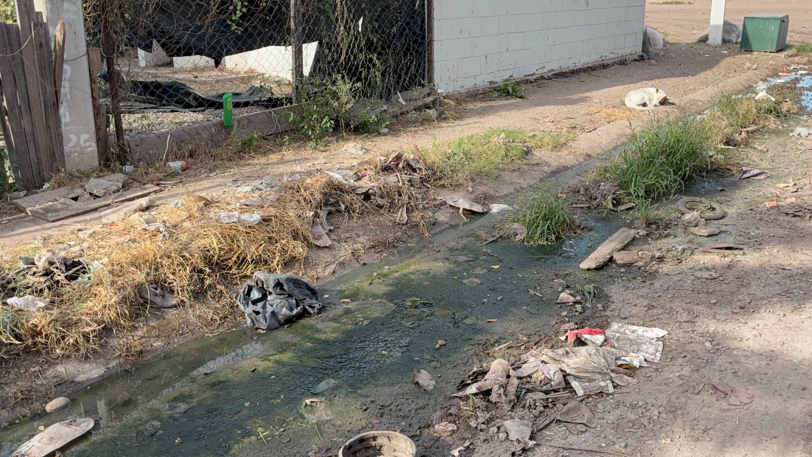 Drenaje colapsado en el fraccionamiento Virreyes, en Los Mochis