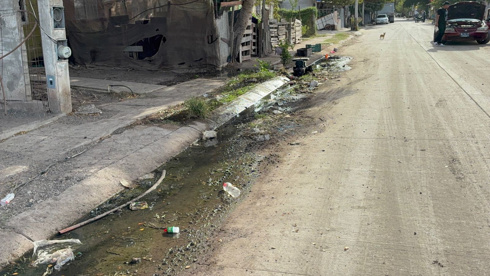 Drenaje colapsado en el fraccionamiento Virreyes, en Los Mochis