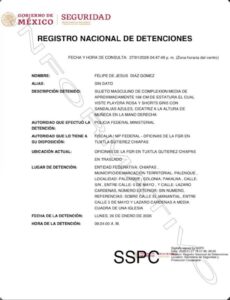 Ficha de detención de maquinista de tren interoceánico
