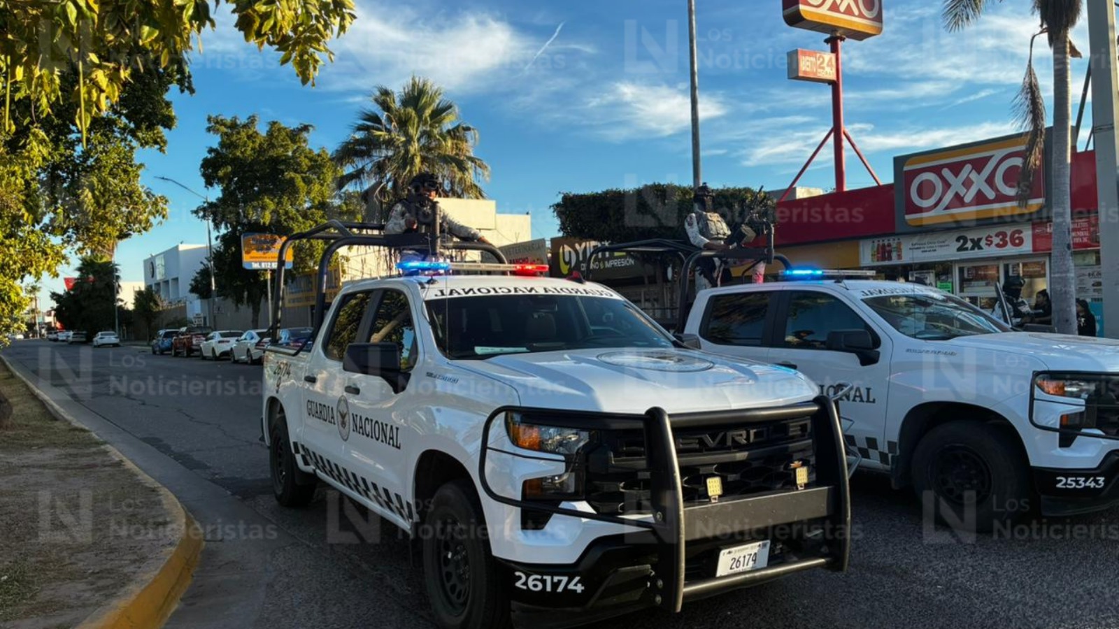 Vehículos de la Guardia Nacional en Los Mochis