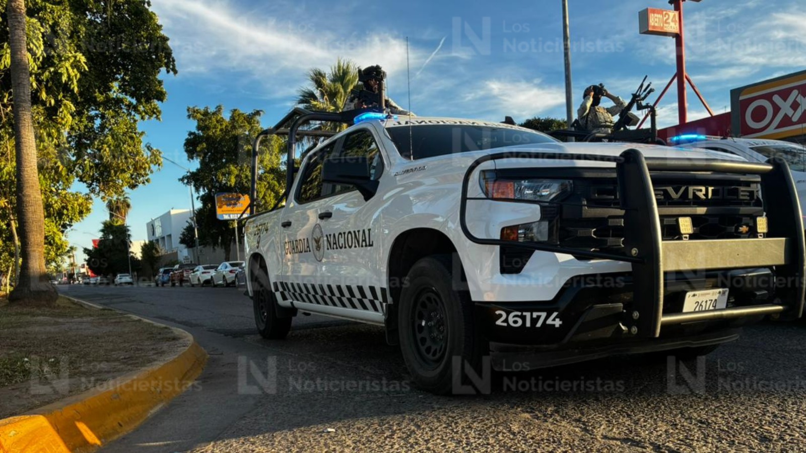 Vehículos de la Guardia Nacional en Los Mochis