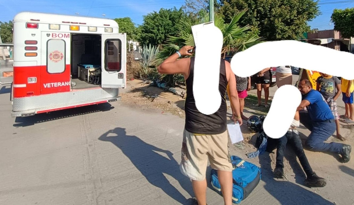 Joven motociclista lesionado en choque en Santa Fe, en Mazatlán