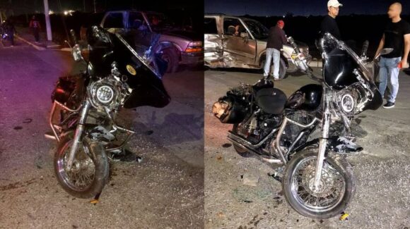 Motociclista resulta lesionado tras impactarse contra una camioneta en el ejido 9 Diciembre, Ahome, Sinaloa