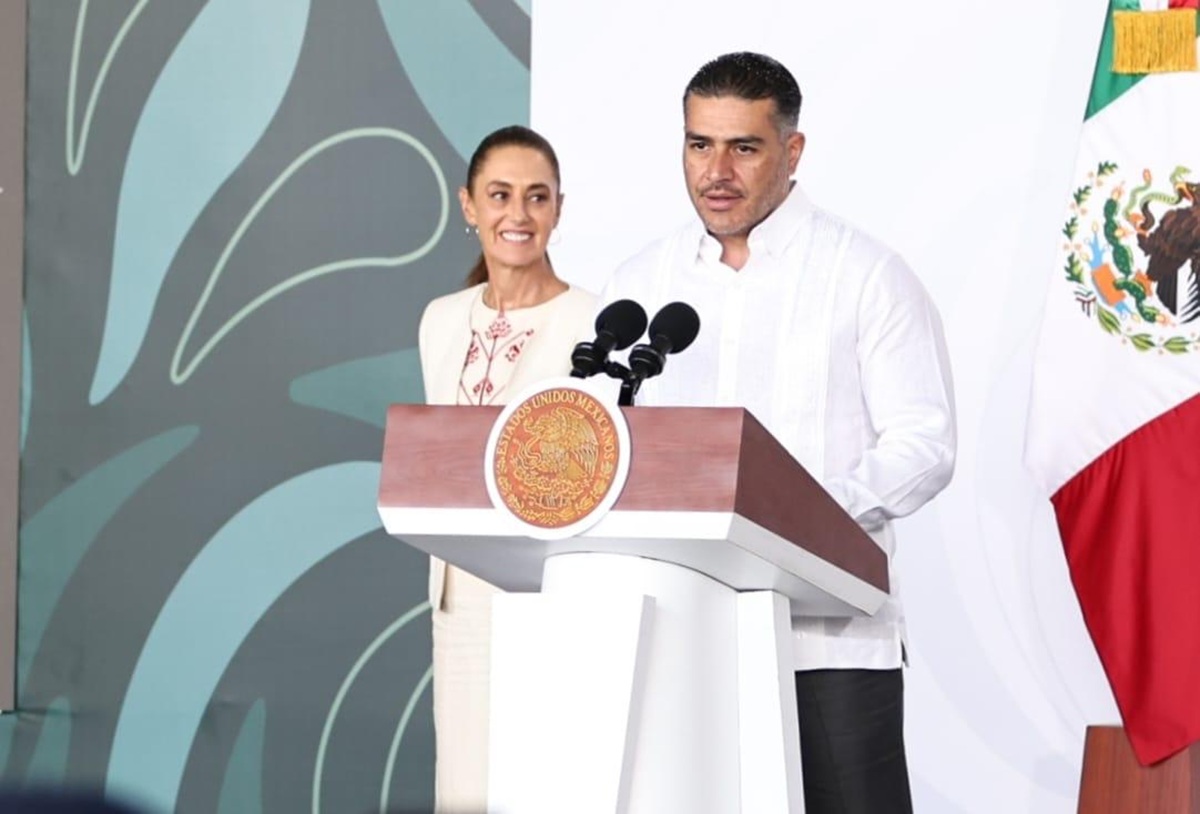 Omar García Harfuch y Claudia Sheinbaum en conferencia 'mañanera'