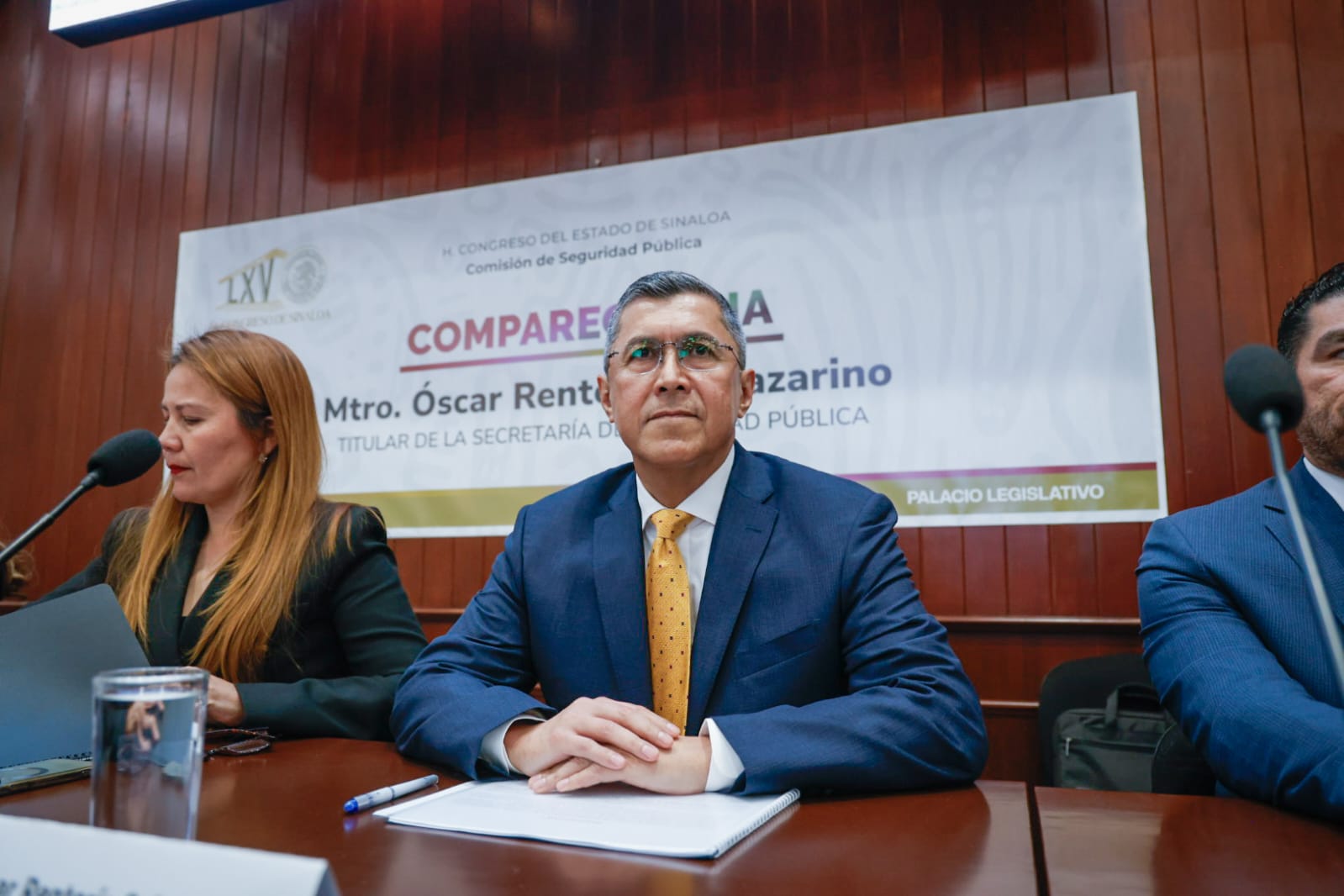 Comparece secretario de Seguridad en Sinaloa, Óscar Rentería Schazarino, ante el Congreso estatal