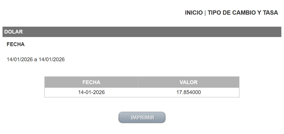 Precio del dólar en el DOF