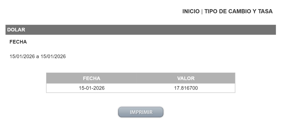 Precio del dólar en el DOF