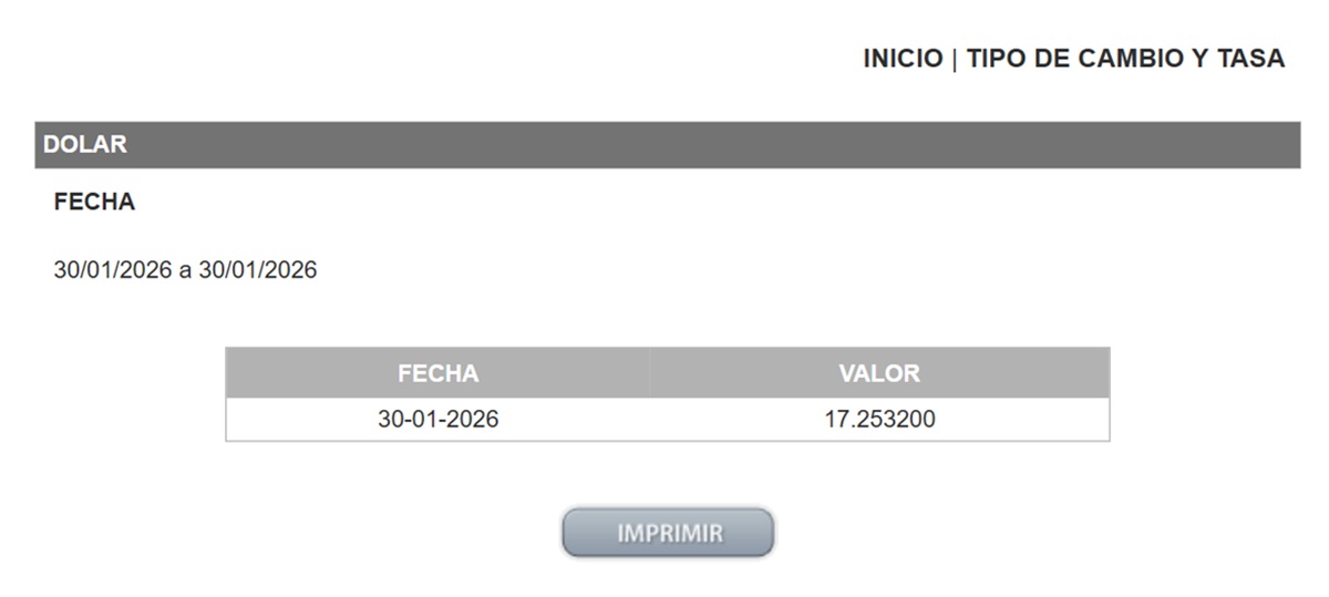 Precio del dólar en el DOF