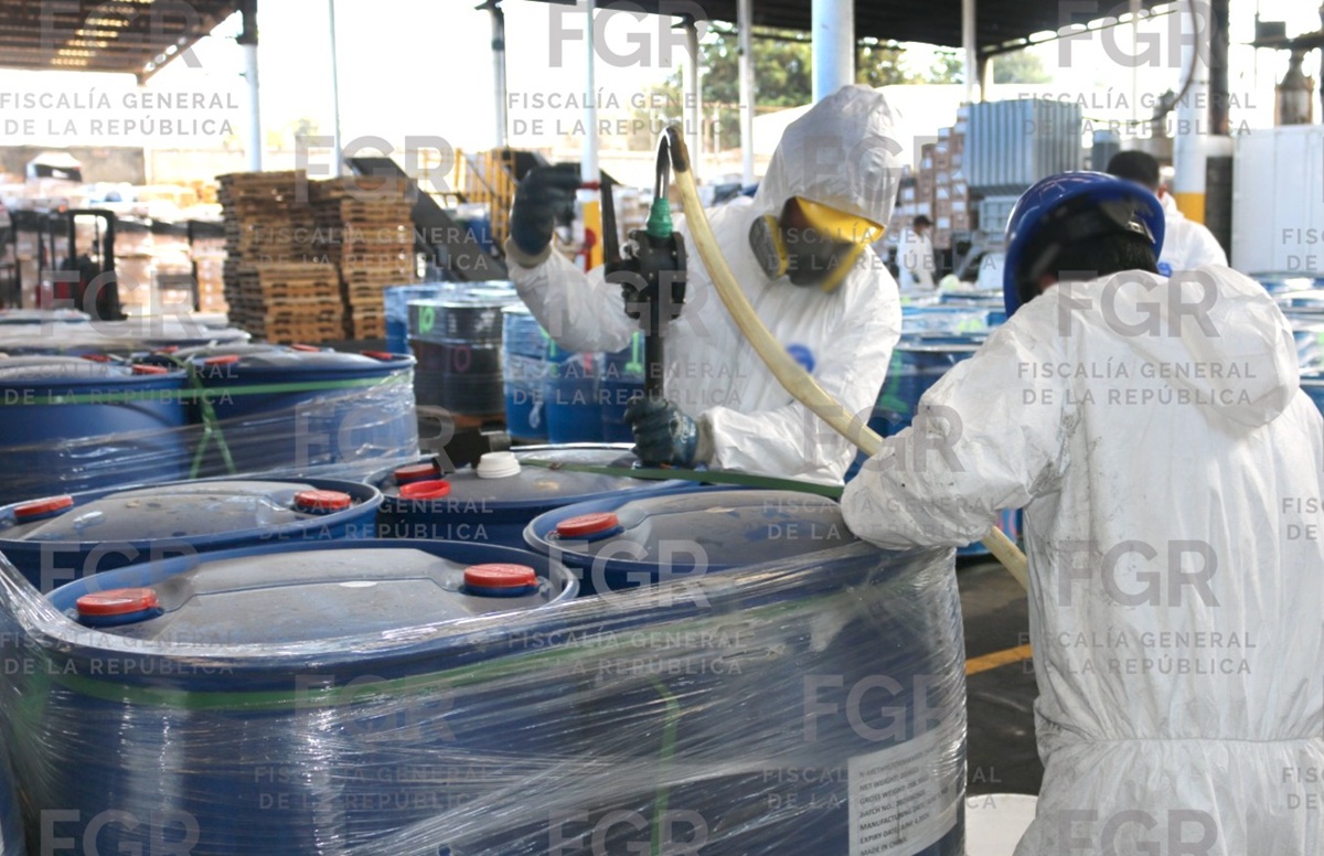 Precursores químicos asegurados en Sinaloa y destruidos en el Estado de México