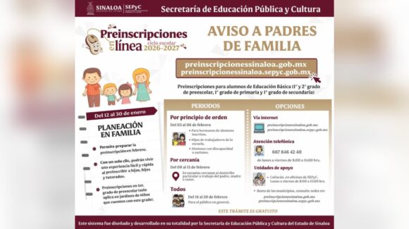 Inician preinscripciones en escuelas de Sinaloa con el proceso de planeación familiar; reportan página saturada