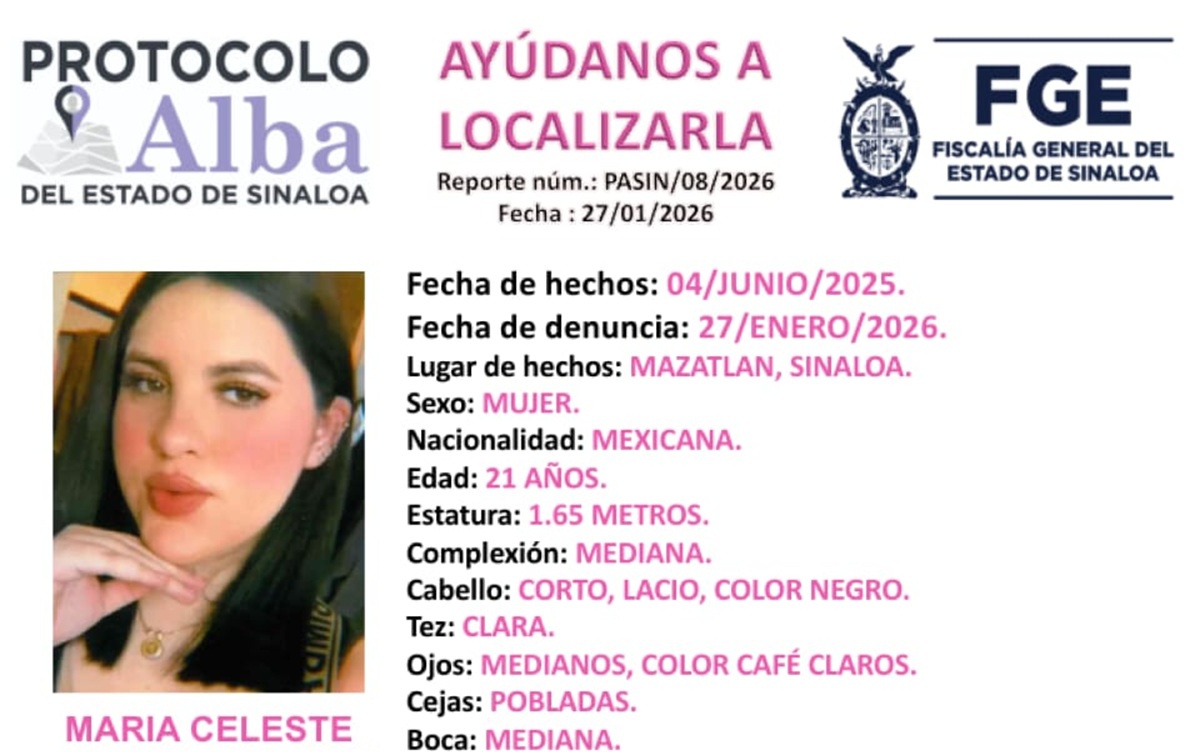Protocolo Alba de María Celeste, desaparecida en Mazatlán