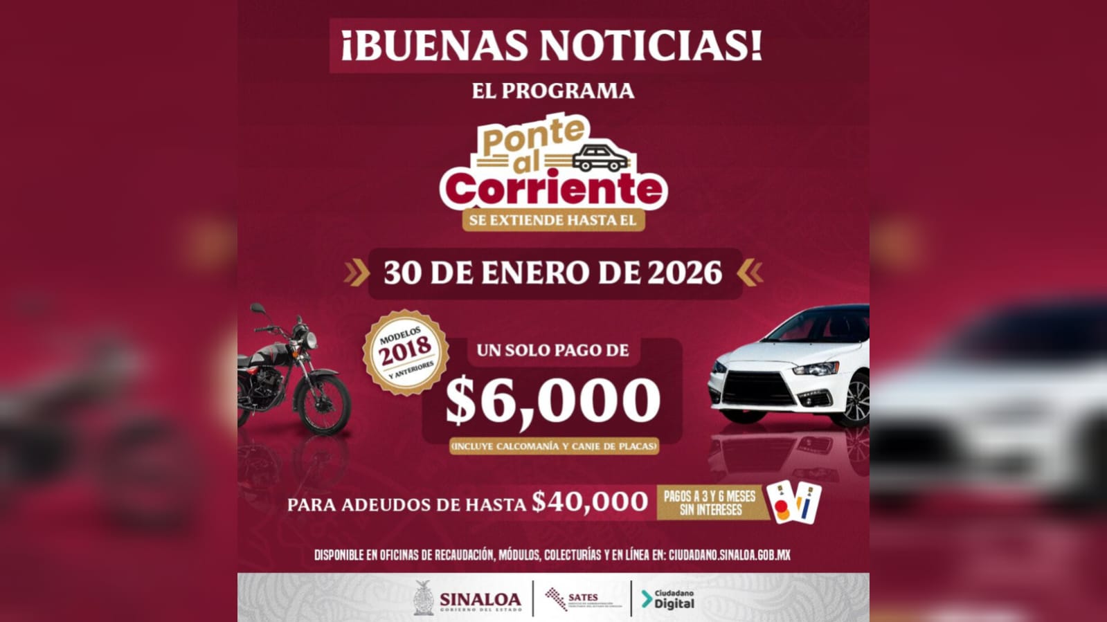 sates anuncia extension de ponte al corriente hasta el 30 de enero