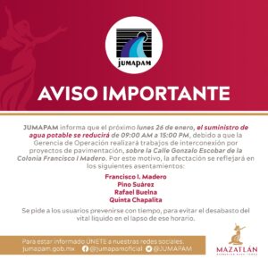 Suspensión de agua potable en Mazatlán 