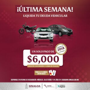 Descuento vehicular de Sates Sinaloa
