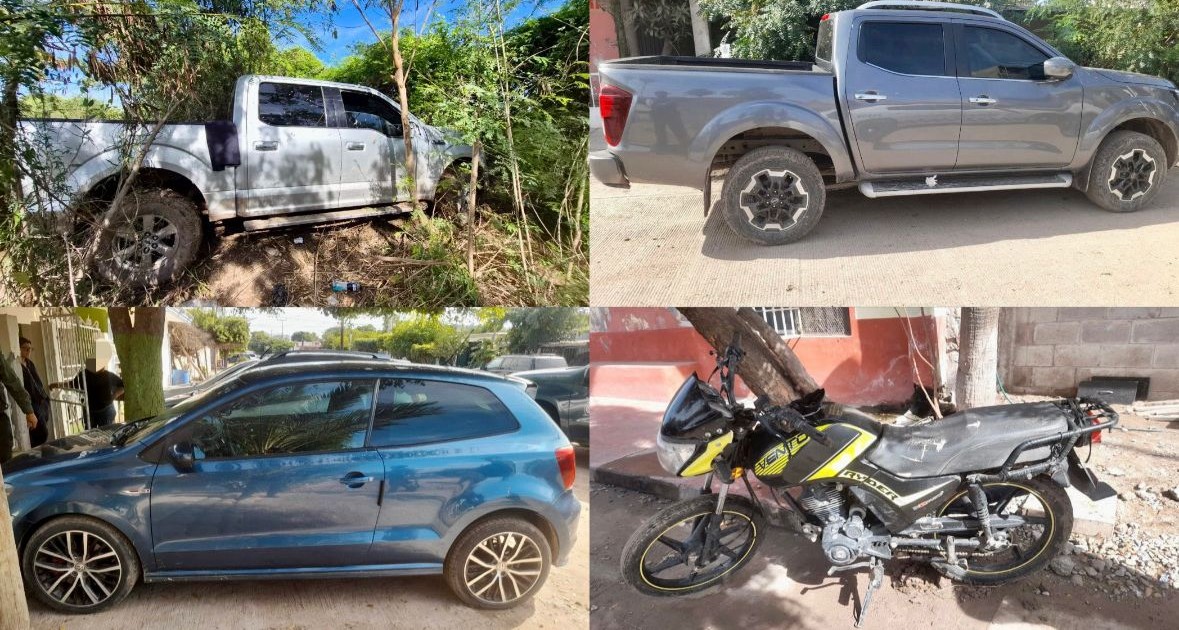 Vehículos asegurados en Navolato, Sinaloa