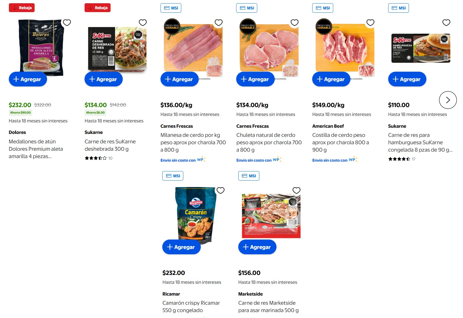 Ofertas de Walmart en carnes