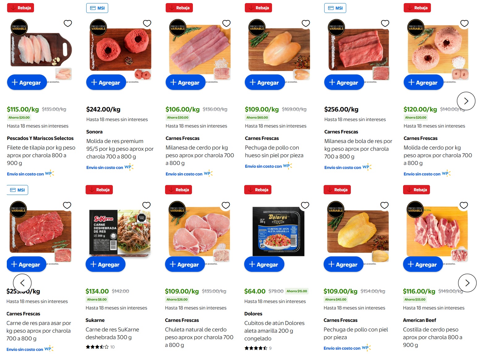 Ofertas de carnes y pescados en Walmart