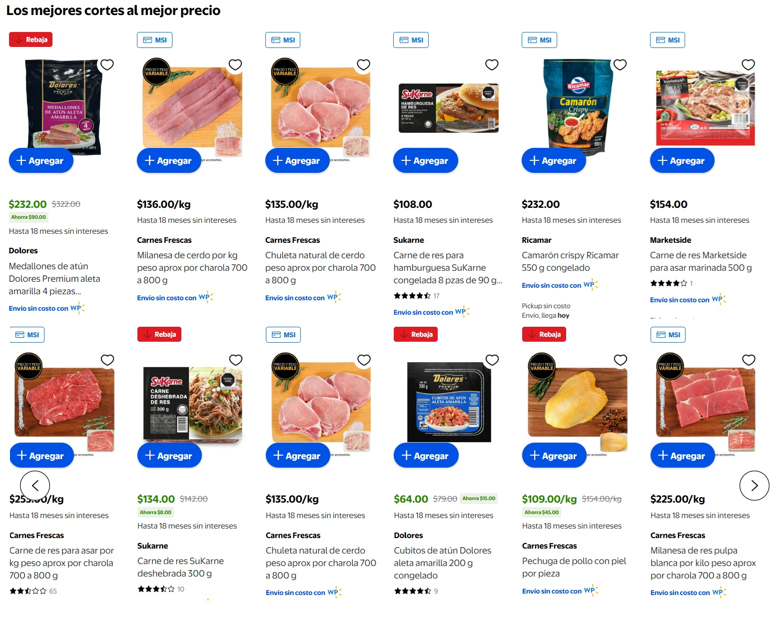 Ofertas de carnes en Walmart