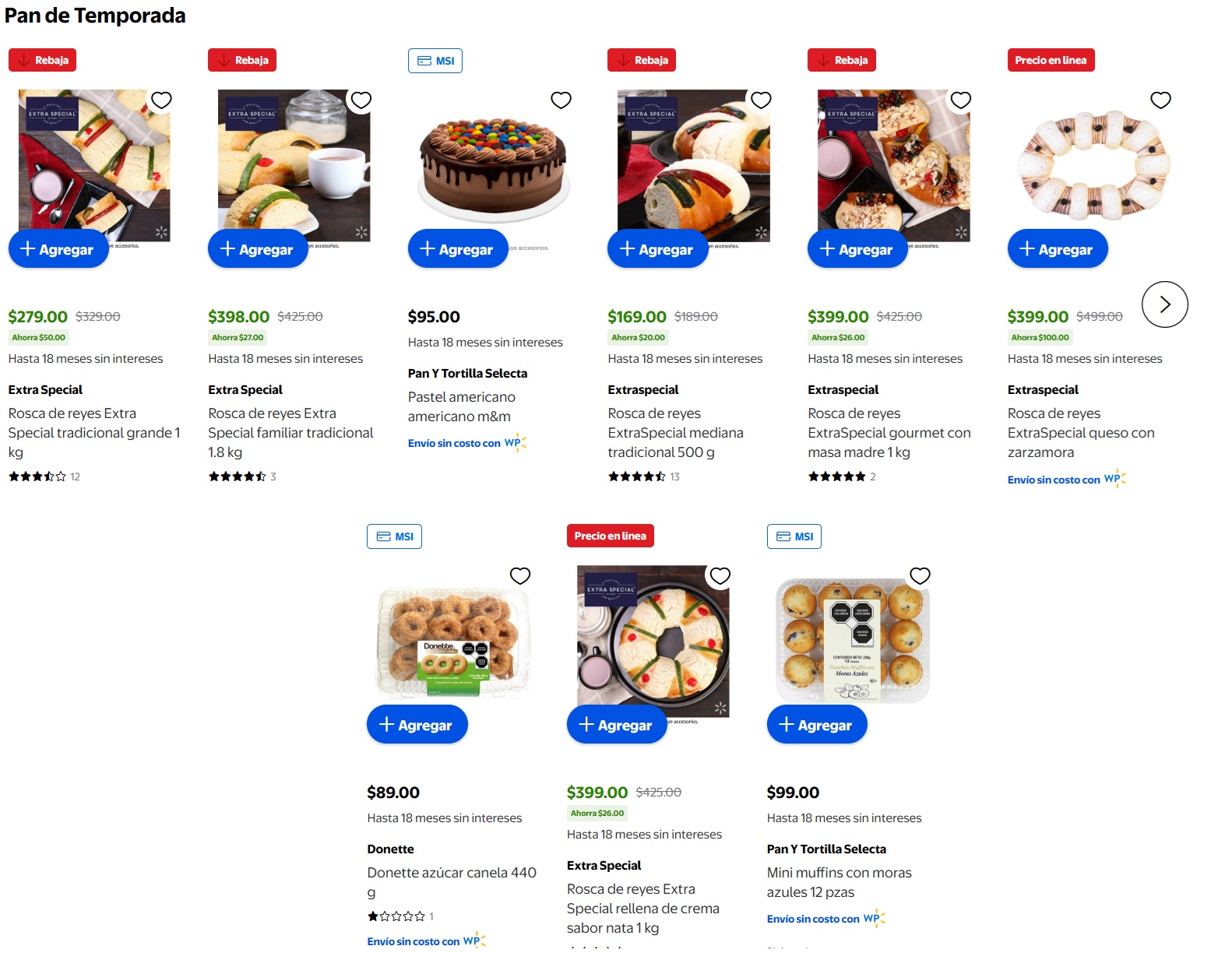 Ofertas de panadería y roscas en Walmart