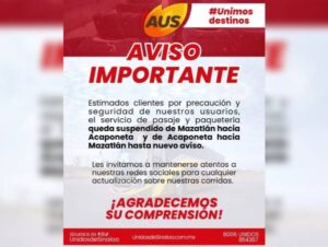 Aviso dado a conocer en relación a los hechos